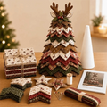 Vintage Quilted American-style Christmas Tree Kit 3D Layered Fabric Patchwork Christmas Tree Kit Santa Claus Snowman