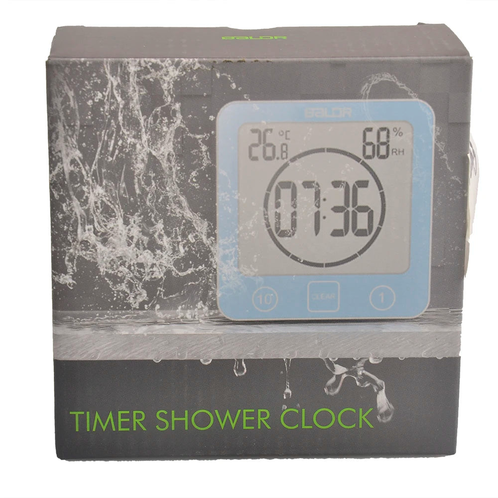 Waterproof Bathroom Wall Clock Digital Shower Clock Timer with Touch Screen, Temperature, Hanging Hole Stand for Kids & Adults