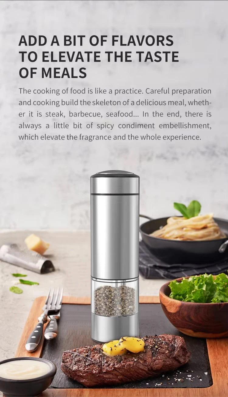 1/2pcs Electric Automatic Salt And Pepper Grinder Set with LED Light Adjustable Spice Mill Kitchen Tools for Cooking