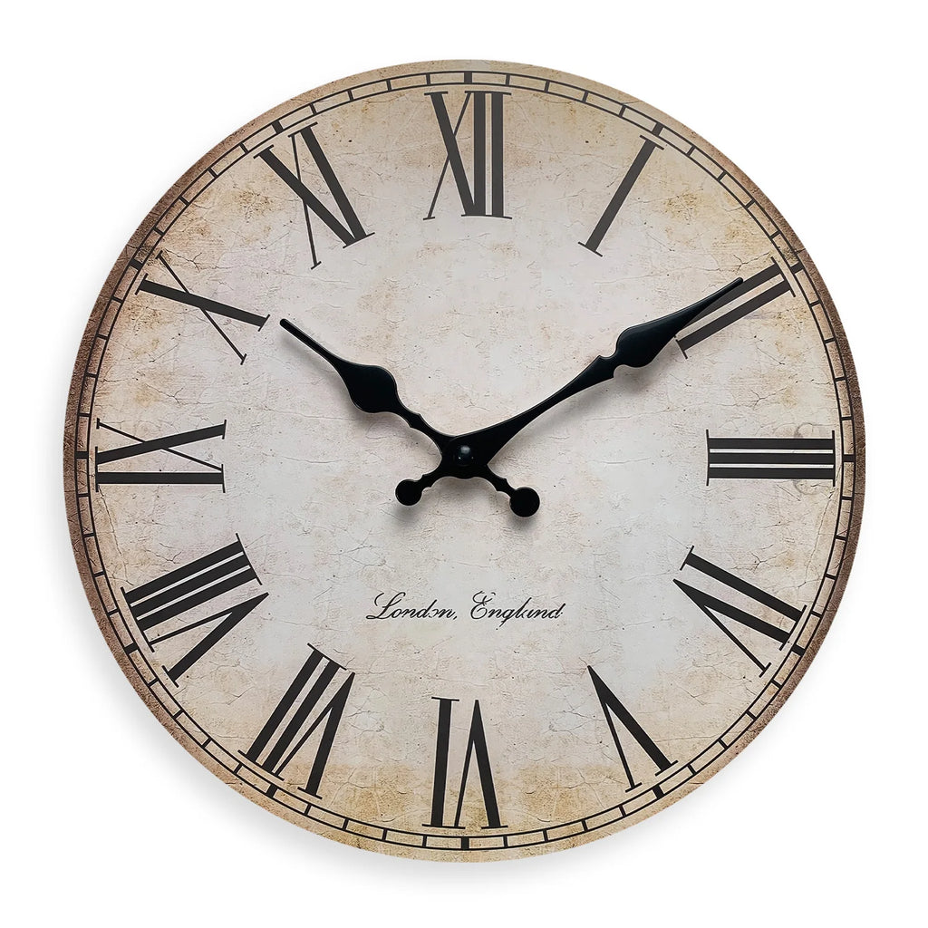 European-Style Retro Roman Numeral Wooden Wall Clock for Living Room, Bedroom, Kitchen, Home Decoration, Silent Quartz Clock, Holiday Gift, 10 Inches, 12 Inches (No Battery)