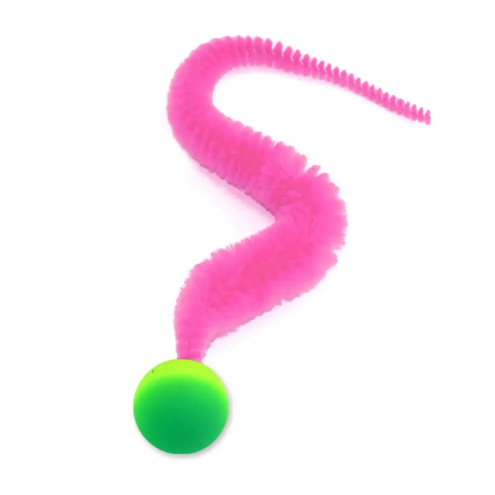 Cat Teaser Colorful Toy Bouncy Ball Fluffy Tail Simulation Kitten Bite Teaser Tool Interactive Cat Elastic Toy Supplies