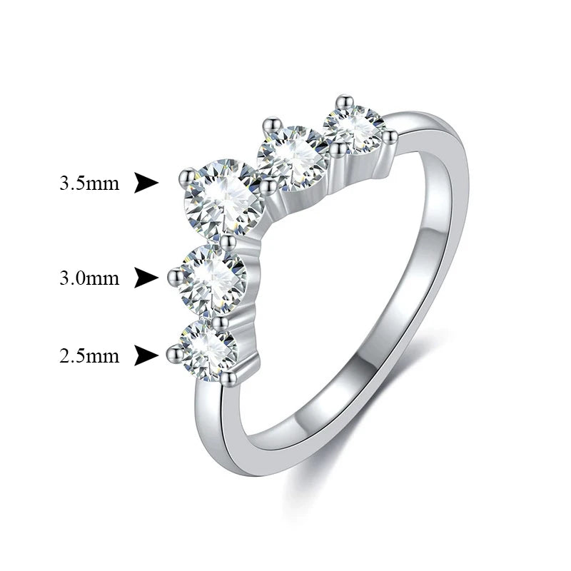 Pass Diamond Tester Pen Moissanite Ring Full Moissanites Around for Women S925 Silver Wedding Diamonds Band Stackable Ring