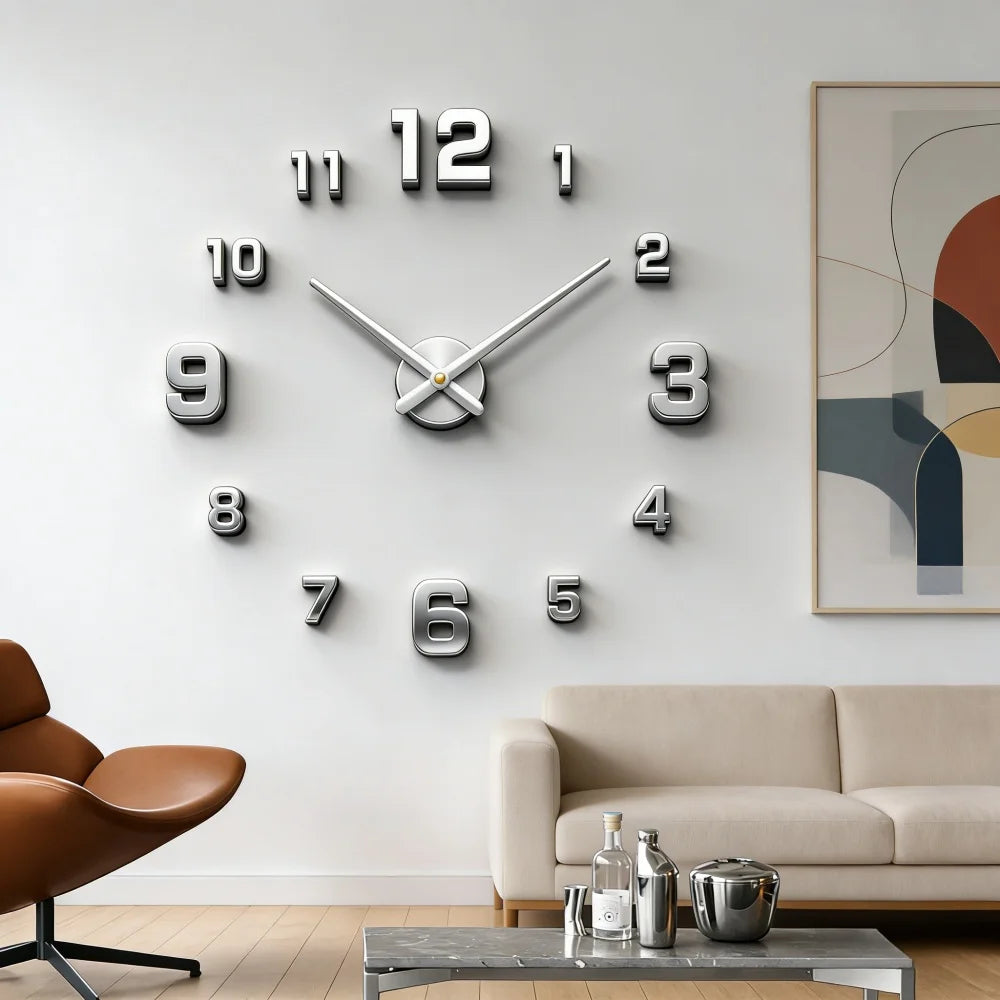 2026 Modern Design Large Wall Clock 3D DIY Quartz Clocks Fashion Watches Acrylic Mirror Stickers Living Room Home Decor Horloge