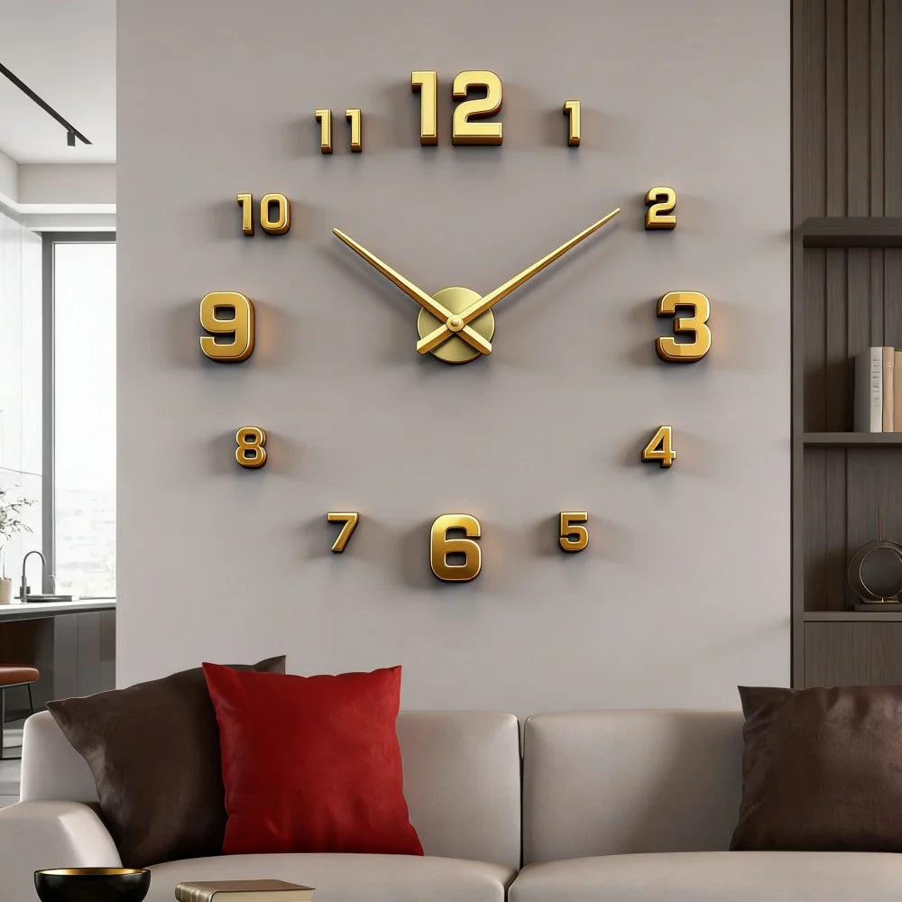 2026 Modern Design Large Wall Clock 3D DIY Quartz Clocks Fashion Watches Acrylic Mirror Stickers Living Room Home Decor Horloge