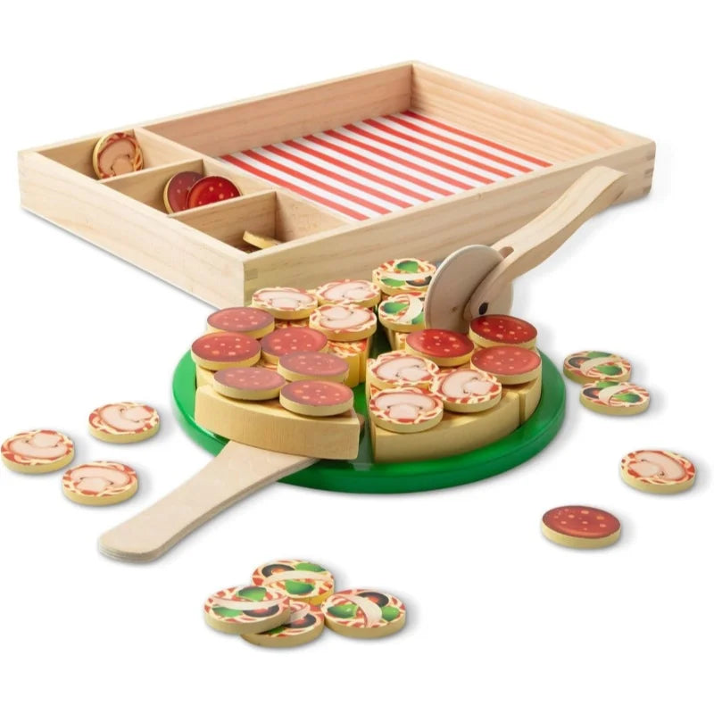 Wooden Simulation Pizza Children Play House Boy Girl Cake Dessert Cut Cut Music Fruit And Vegetable Cognition Wooden Toy 36pcs