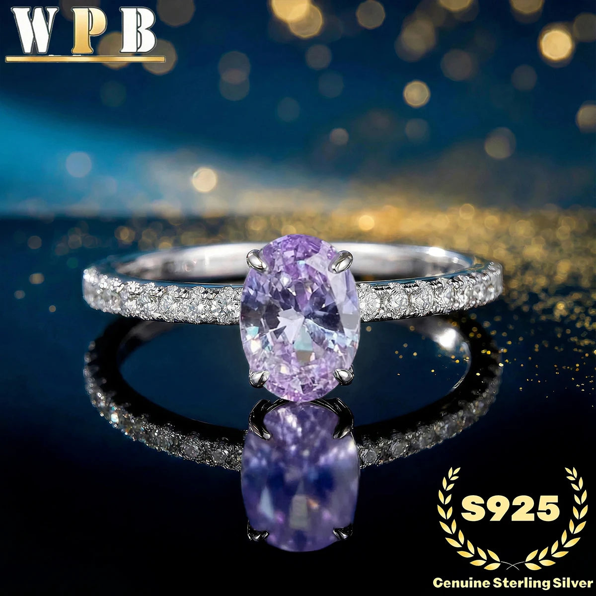 S925 Sterling Silver Ring 5x7mm Sparkling Oval Cut Paraiba Green&Blue CZ Luxury Elegant Gift for Valentine's Day and Birthday‌