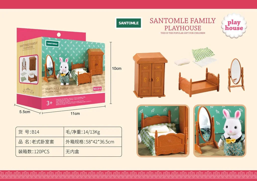 1:12 Forest Family Dollhouse Furniture Montessori Miniature Doll House Kitchen Bedroom Bathroom Accessories For Girl Gifts