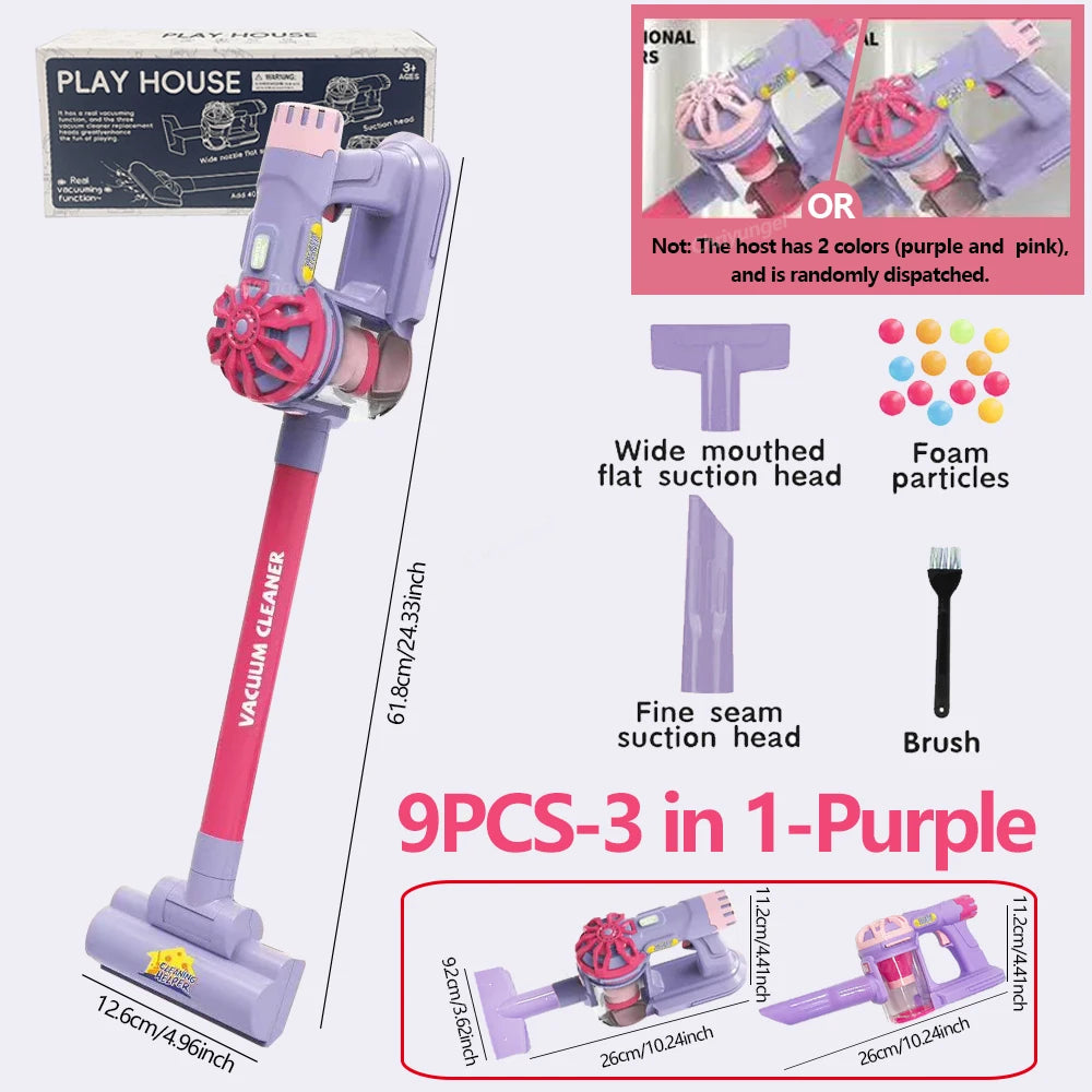 Kids Vacuum Cleaner Toy Electric Realistic Pretend Play Housekeeping Cleaning Set for Toddlers Educational Gift for Boys Girls