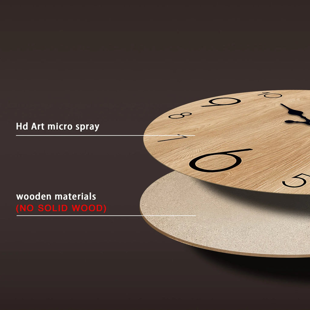 Modern Wood Grain Texture Pattern Wooden Wall Clock 10-16inch , No Second Hand Design, Silent Without Ticking, Battery Powered, Suitable for Living Room, Bedroom, Kitchen, Home Decoration, Silent Quartz Clock, Holiday Gift, M