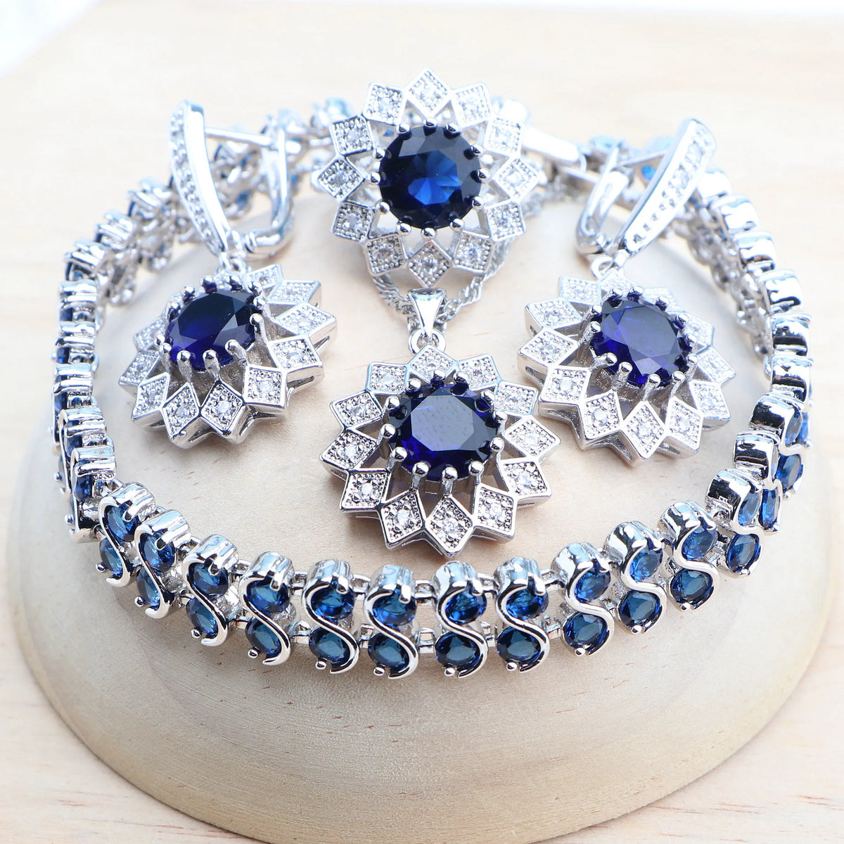 Wedding Silver 925 Jewelry Sets Bracelets Rings Earrings Pendant Purple Cubic Zirconia Necklace For Women Bridal Set Jewelry