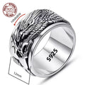 Rotatable S925 Sterling Silver Ring for Men  Vintage Retro Stars Auspicious Cloud Couple Band Women Index Finger Accessories
