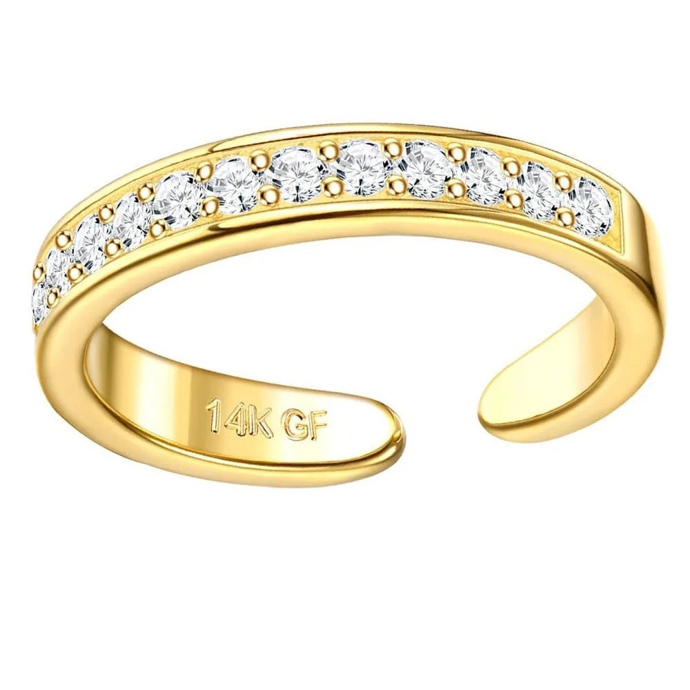 Bobisty 14K Gold Plated Toe Rings for Women Adjustable Toe Ring Non Tarnish Open Band Toe Rings CZ Bow Summer Beach Foot Jewelry