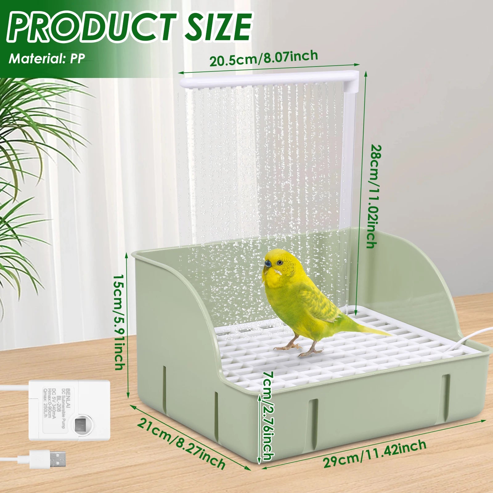 Automatic Pet Birds Parrots Bath Circulating Water Bathtub USB Electric Parakeet Bathtub Shower Fountain birds supplies