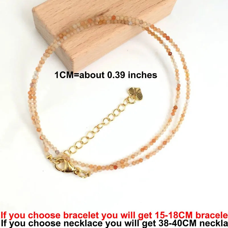 Natural Gemstones 2mm Cutting Angle beads Necklace Tourmaline quartz garnet zircon Bracelet Choker Men Female Jewelry Party Gift