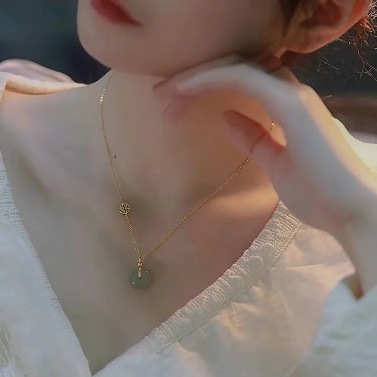 PANJBJ 925 Sterling Silver Onyx Necklace for Women Girl Concise Individuality Fashion Jewelry Birthday Gift Dropshipping