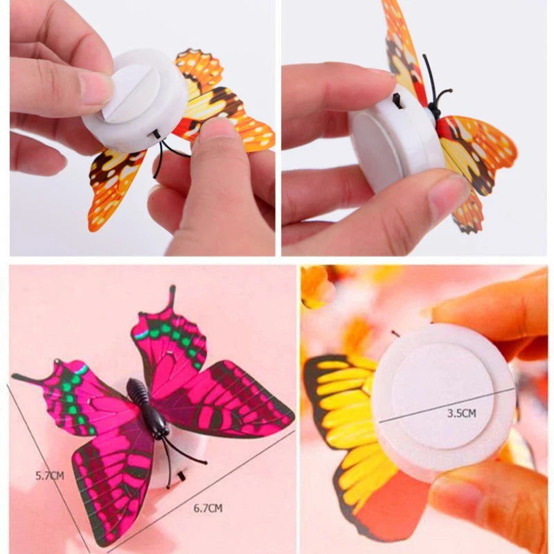 5PCS Creative Butterfly Night Light Set Stickable LED Glowing Colorful DIY Wall Decor Funny House Lighting