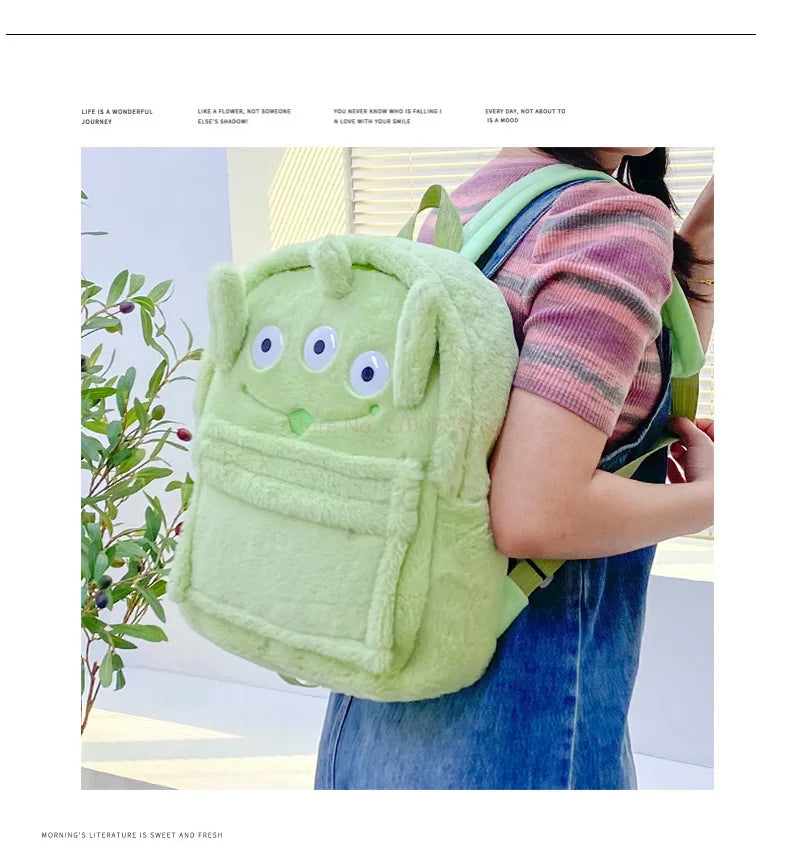 New Lotso Alien Cartoon Funny Plush Backpack Students Large Capacity Bag Girls Casual Soft Stuffed Schoolbag Lightening Bag