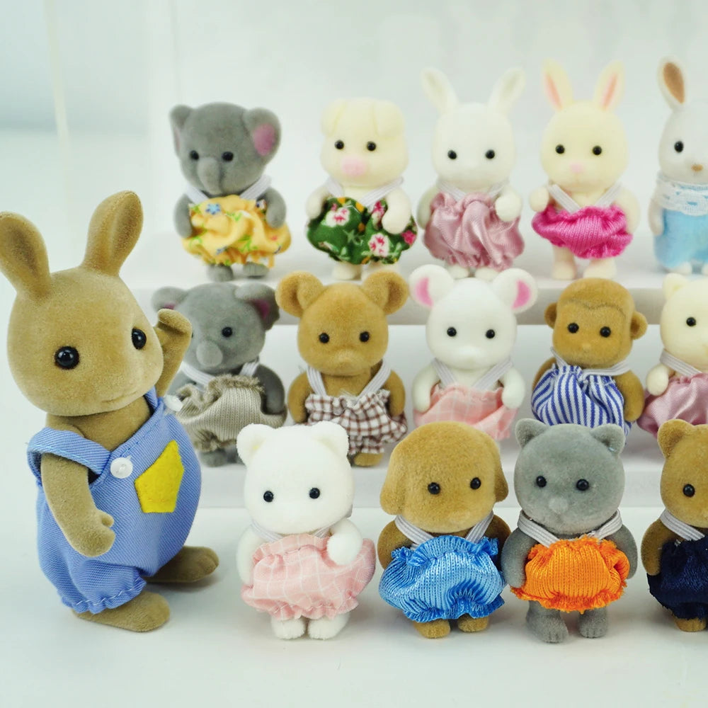 Forest Animal Family 1/12 Dollhouse Furniture Bedroom Kitchen Bathroom Set Miniature Simulation Dolls Accessories DIY Toys Girls