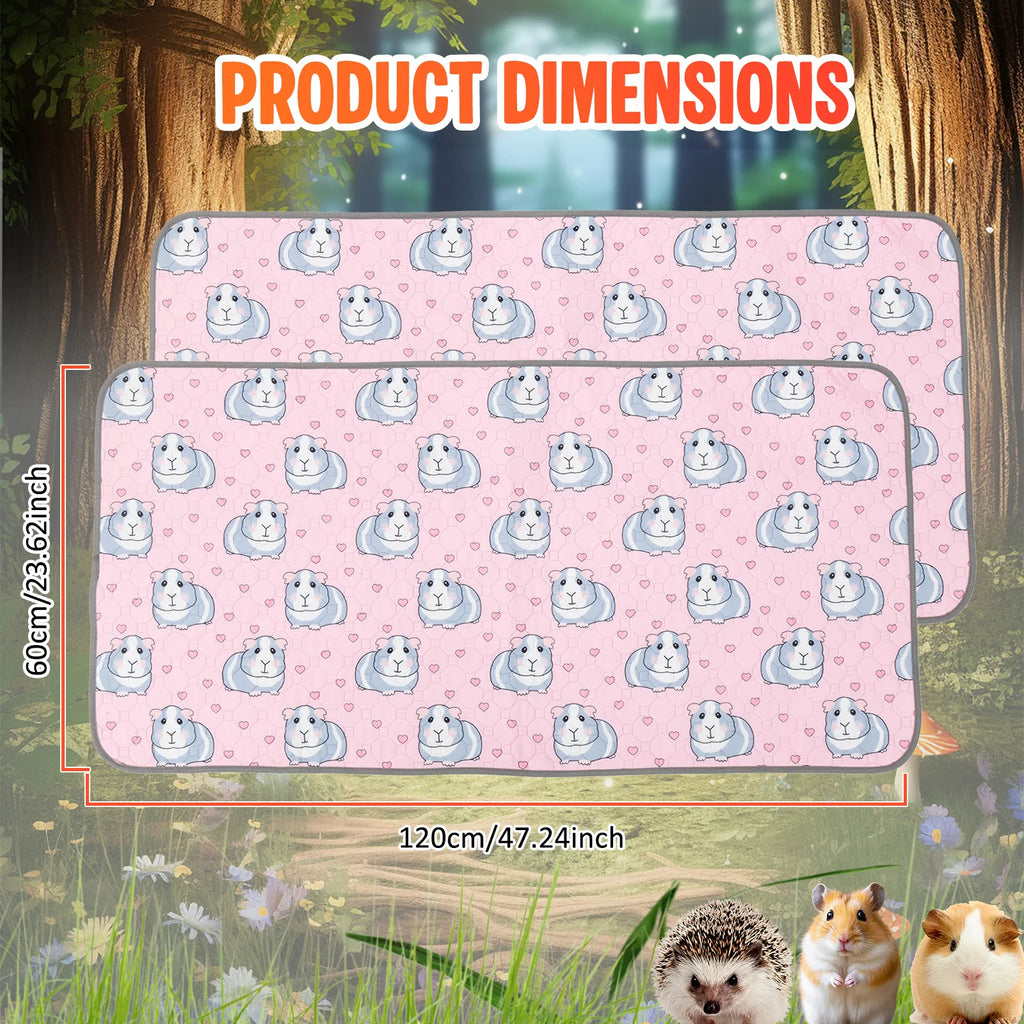2Pcs Guinea Pig Cage Liner Reusable Washable Rabbit Absorbent Mat Waterproof Hamster Pee Pad for Guinea Pig Rabbit Hedgehog