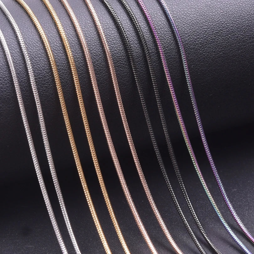 1/5/10pc 1.2mm 45/50/60/70cm Long Stainless Steel Round/Long Plain Snake Chain Necklace For Women Men DIY Fashion Jewelry Choker