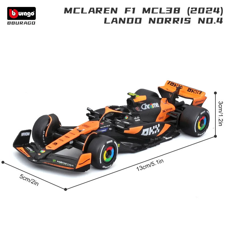 Bburago 1:43 McLaren F1 MCL38 2024 Miami GP Formula 1 Alloy Diecast Model Car #4 Lando Norris #81 Oscar Piastr Toy Gift
