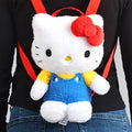 Genuine Anime Sanrio Hello Kitty Stuffed Toy Female Kawaii KT Cat Shoulders Backpack Women Kid Schoolbag Doll Girl Birthday Gift