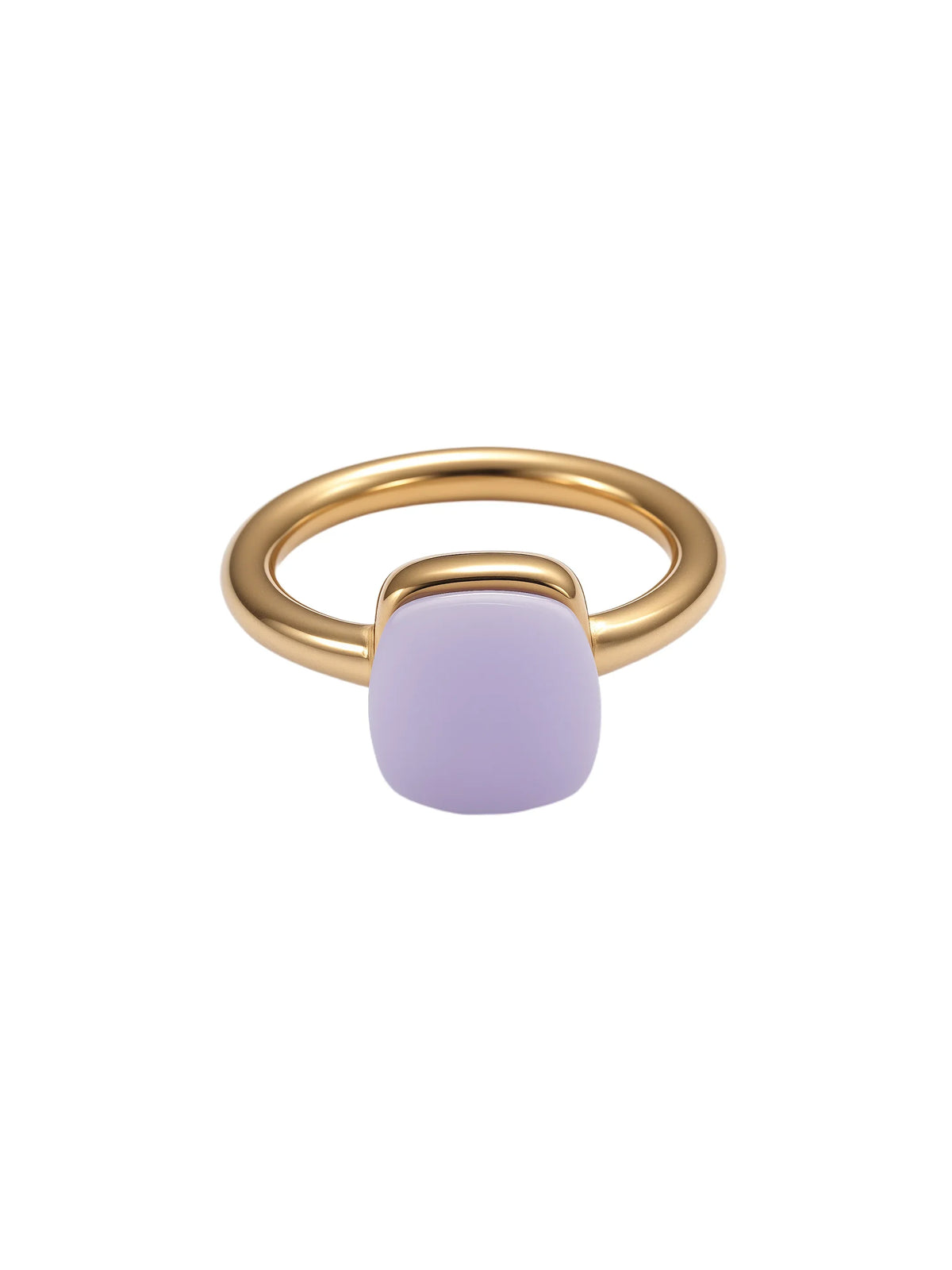 Colorful Crystal Nude Ring for Women 18K Gold Plated Stainless Steel Candy Color Square Stone Statement Rings Jewelry Gift