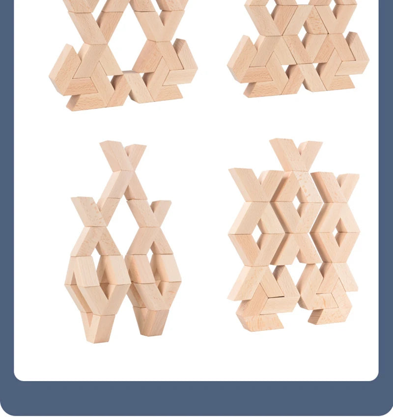 16pcs V Shape Natural Large Wooden 3D Building Blocks Toys Baby Unpaint Wooden Montessori Educational Stacking Blocks Toy Child