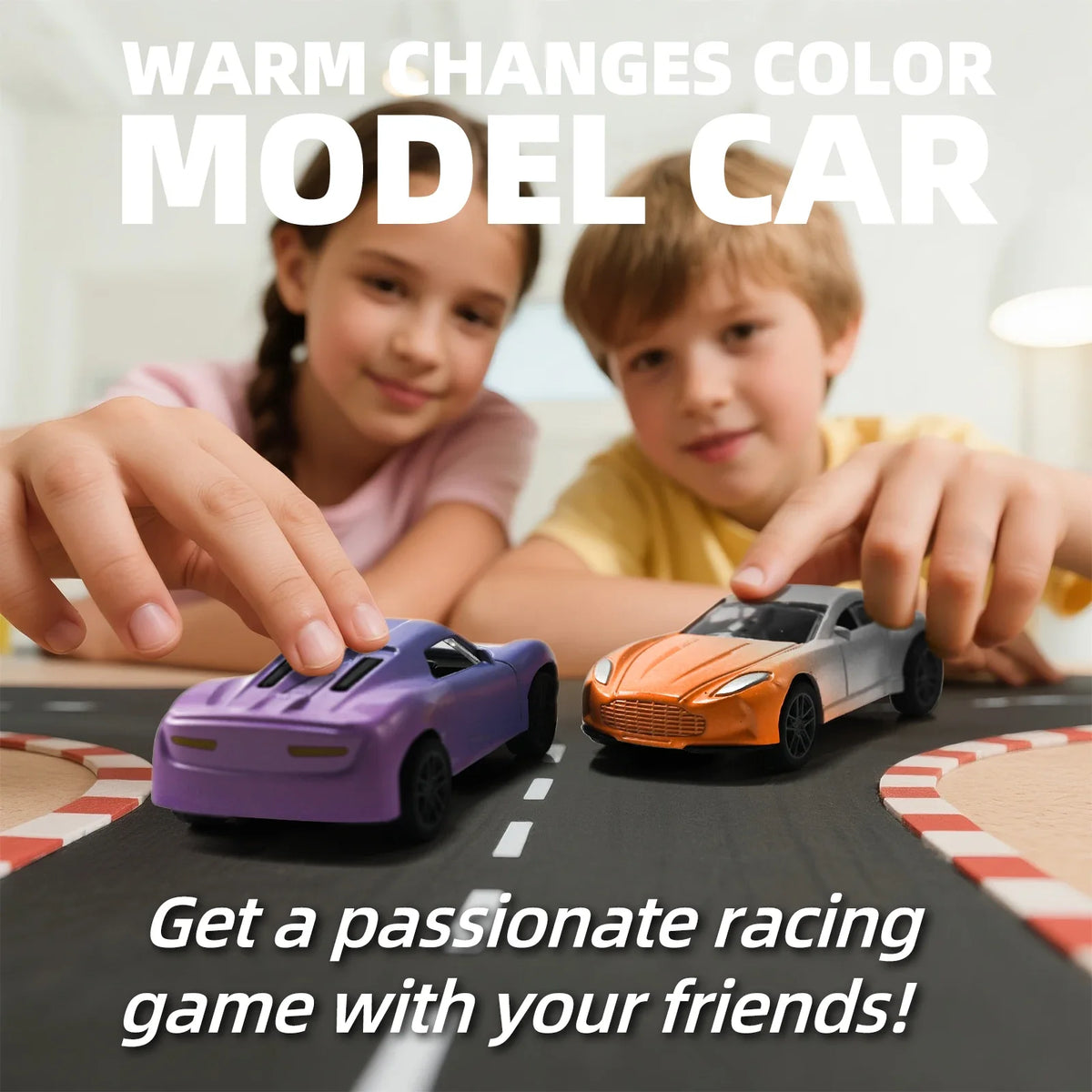 1:64 Alloy Racing Car Inertia Pull Back Toy with Temperature Sensitive Color Changing Magic Crash-Resistant Birthday Gift