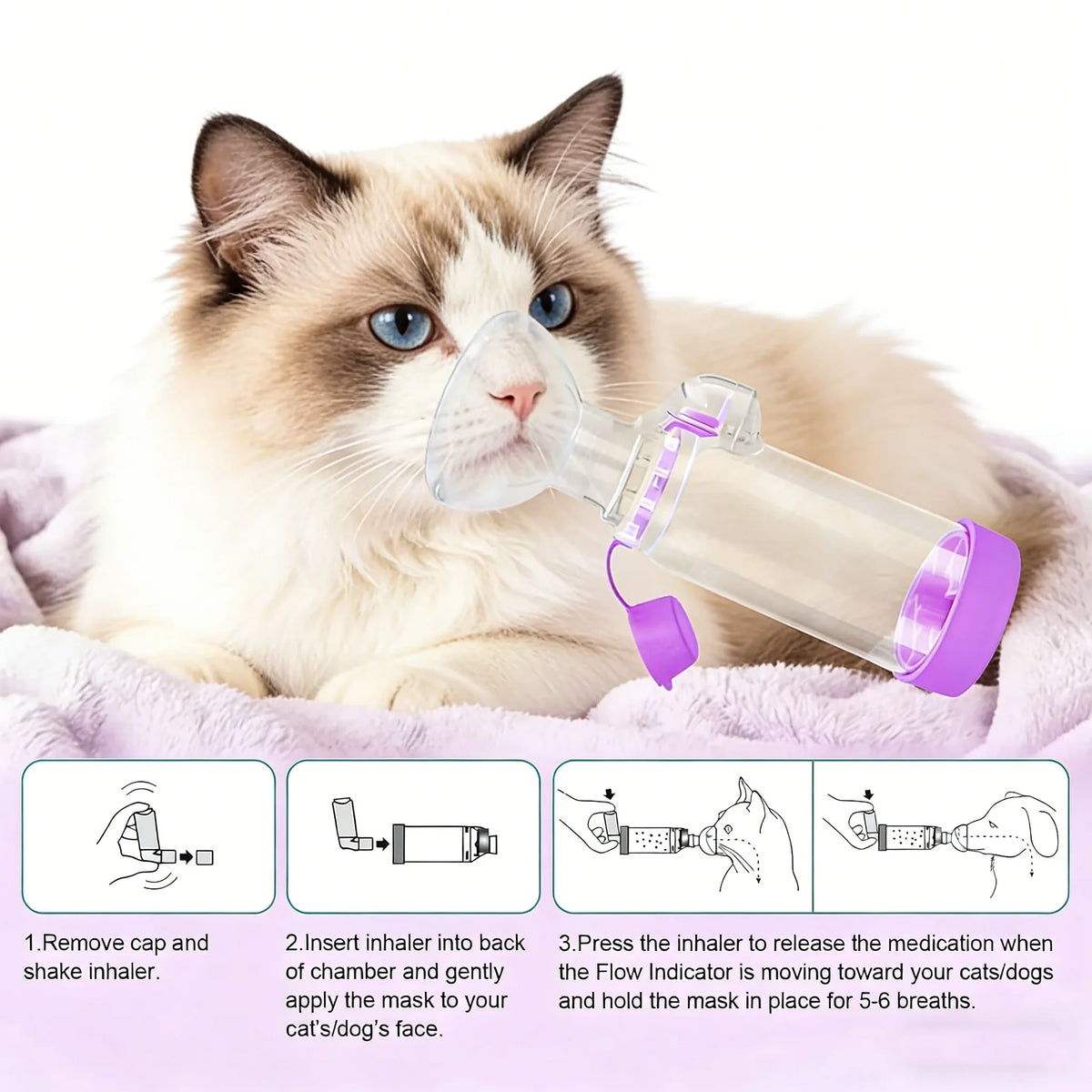 Pet Free‑Space Chamber for Cats Dogs, Handheld Nebulizer, Pet Nebulizer for Medication Administration