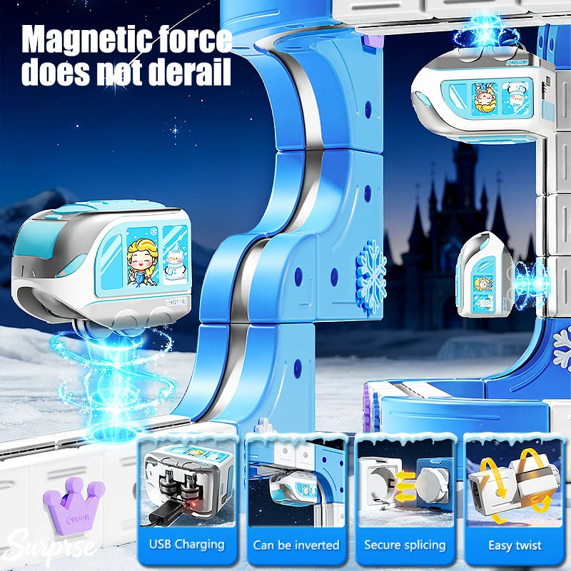 Kids Magnetic Track Car Toy Children Electric Anti-gravity Train Railway Model Magic Race Cars Toys for Boys 3 Years Birthday