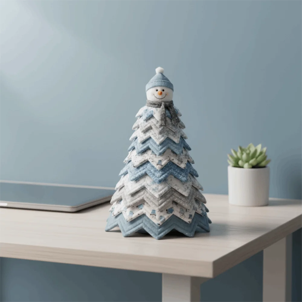 Vintage Quilted American-style Christmas Tree Kit 3D Layered Fabric Patchwork Christmas Tree Kit Santa Claus Snowman