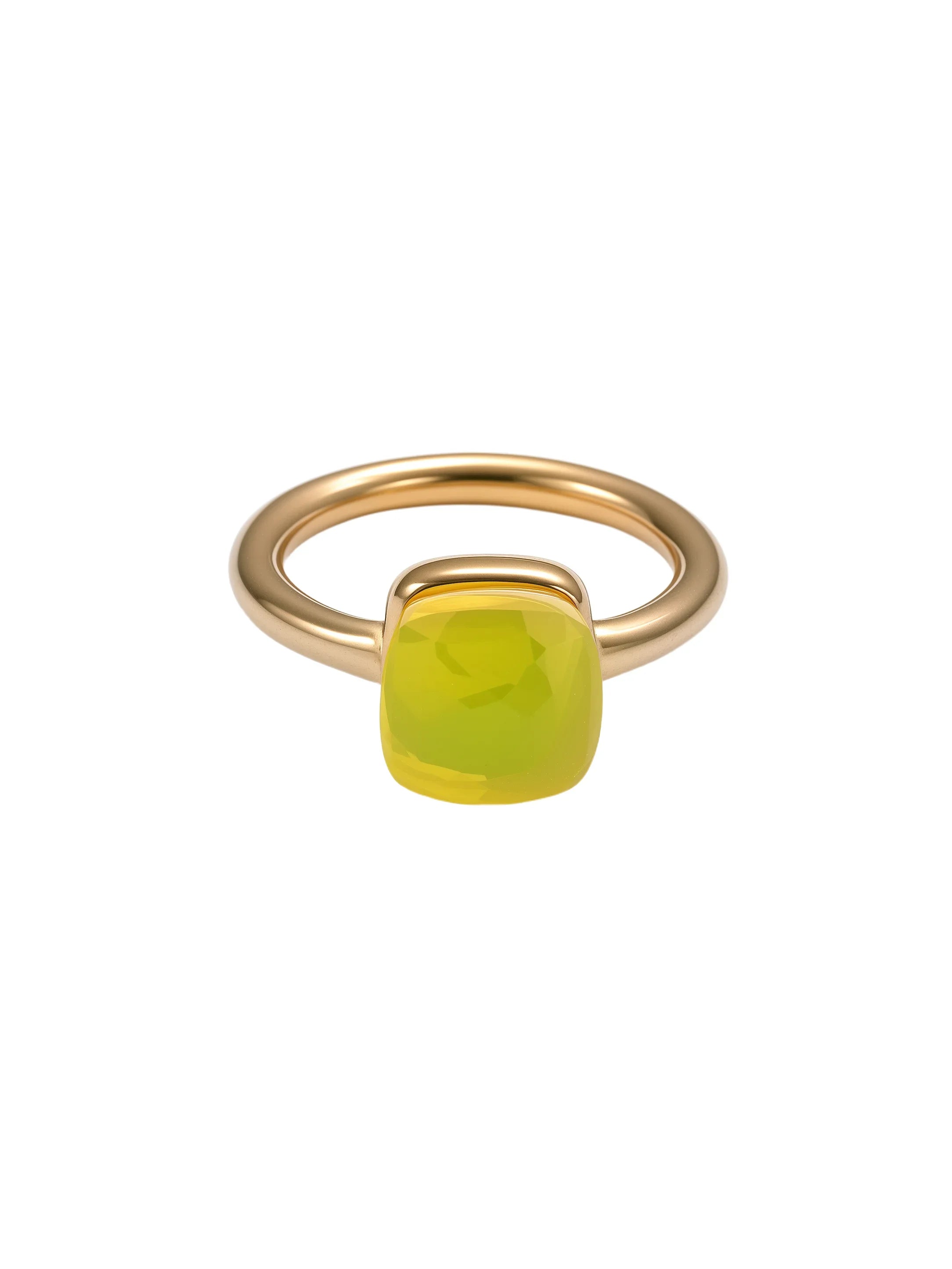 Colorful Crystal Nude Ring for Women 18K Gold Plated Stainless Steel Candy Color Square Stone Statement Rings Jewelry Gift