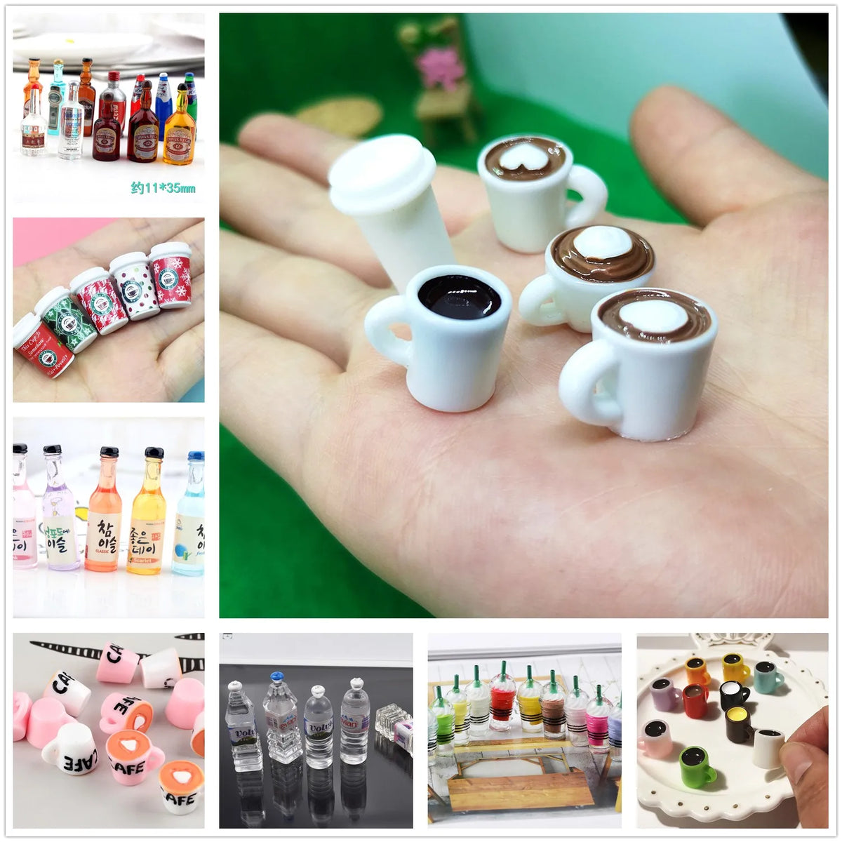 1:12 Doll House Decration Accessories Mini Food Coffee Drink Ice Cream Wine Cup Bottle for Doll DIY Kitchen Toys