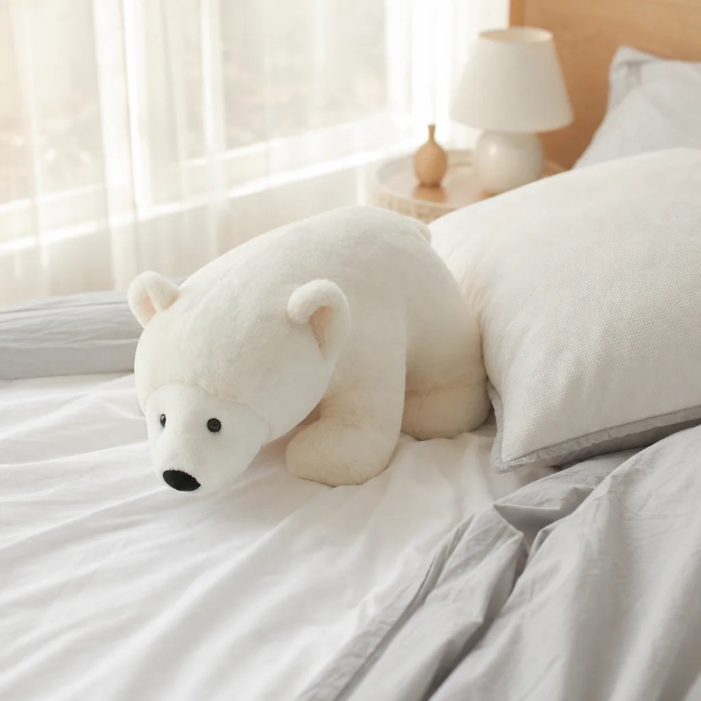 Polar Bear Plush Toy 2 Sizes - 26cm Small & 50cm Large, White Arctic Bear Stuffed Animal, Polyester Fiber Fill, Cuddly for Kids