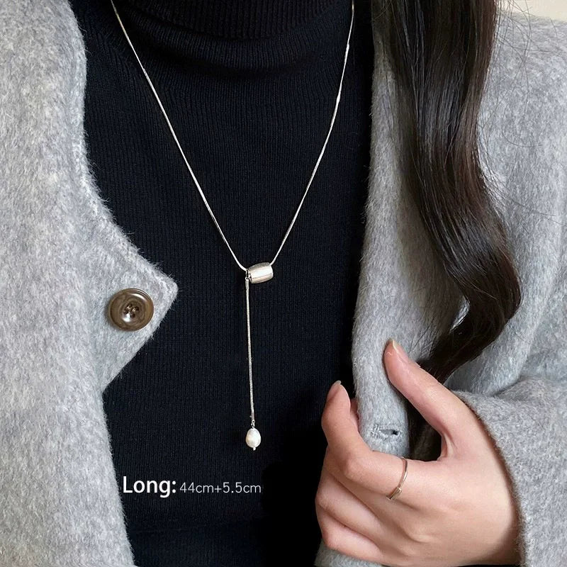 VENTFILLE 925 Sterling Silver Bead Geometry Necklace for Women Girl Korean Design Versatile Choker Jewelry Dropship Wholesale