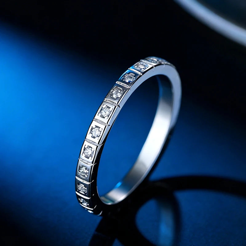 925 Sterling Silver Female Single Tail Ring100% Pass Diamond Tester Pen Moissanite Ring Matching Wedding Diamond Band for Women