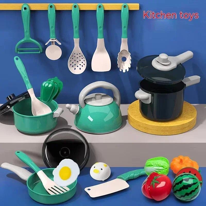 28pcs Mini Kitchen Accessories Kids Kitchen Toys Set Pretend Play Cooking Food Cookware Simulation Cooking Toys