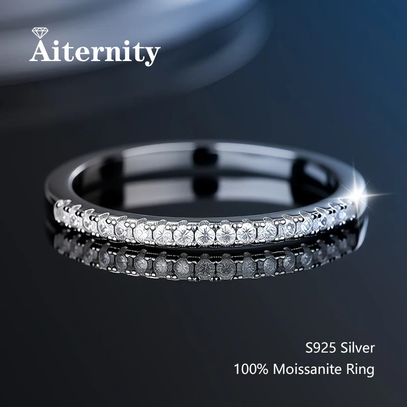925 Sterling Silver Female Single Tail Ring100% Pass Diamond Tester Pen Moissanite Ring Matching Wedding Diamond Band for Women