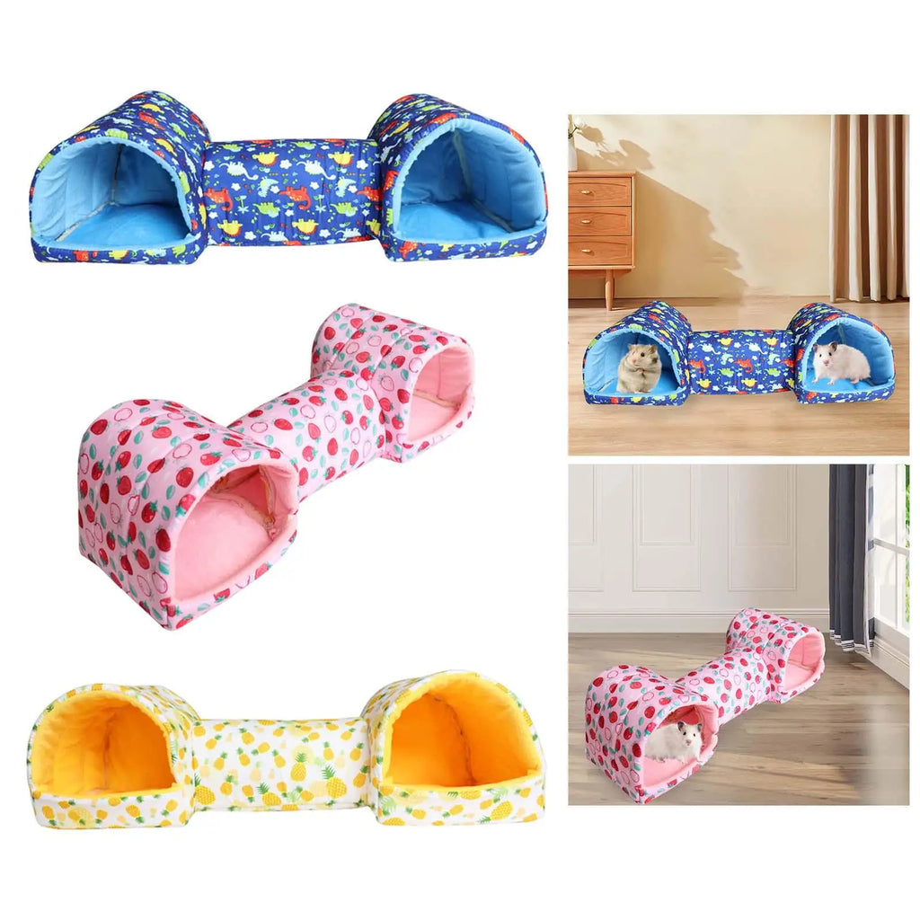Guinea Pig Tunnel and Bed Corner Tunnel Breathable Hamster Hideout Bunny House for Chinchilla Mice Hedgehog Small Animals Ferret