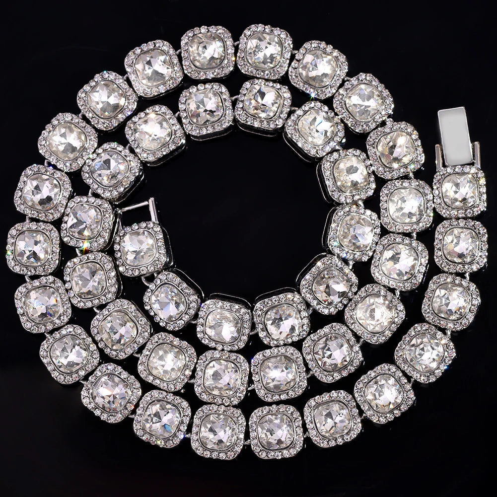 13/14/20MM HipHop Iced Out Chain Cuban Link Chain Necklace For Men Gold Silver Color Rhinestone Pave Men's Birthday Jewelry Gift