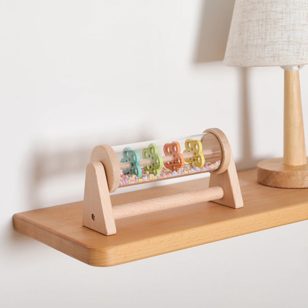 Wooden Rainmaker Toy for Babies Soothing Rain Sound Easy to Grasp Smooth Burr Free Water Based Paint Two Ways to Play Baby Gifts