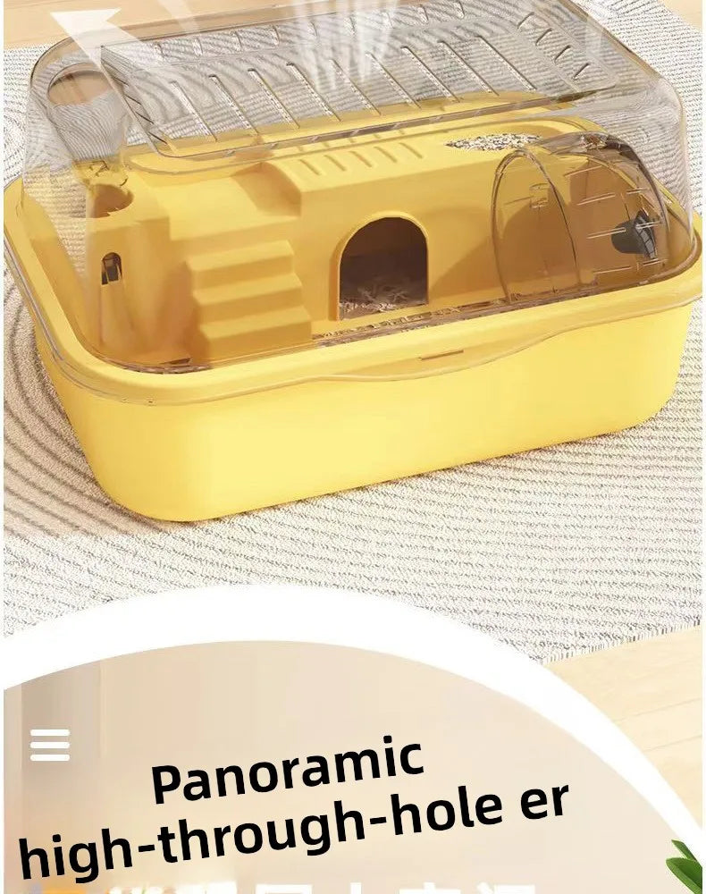 Plastic Hamster Cage, Transparent Panoramic View, Luxury Villa for Golden Hamsters, Double-Layered