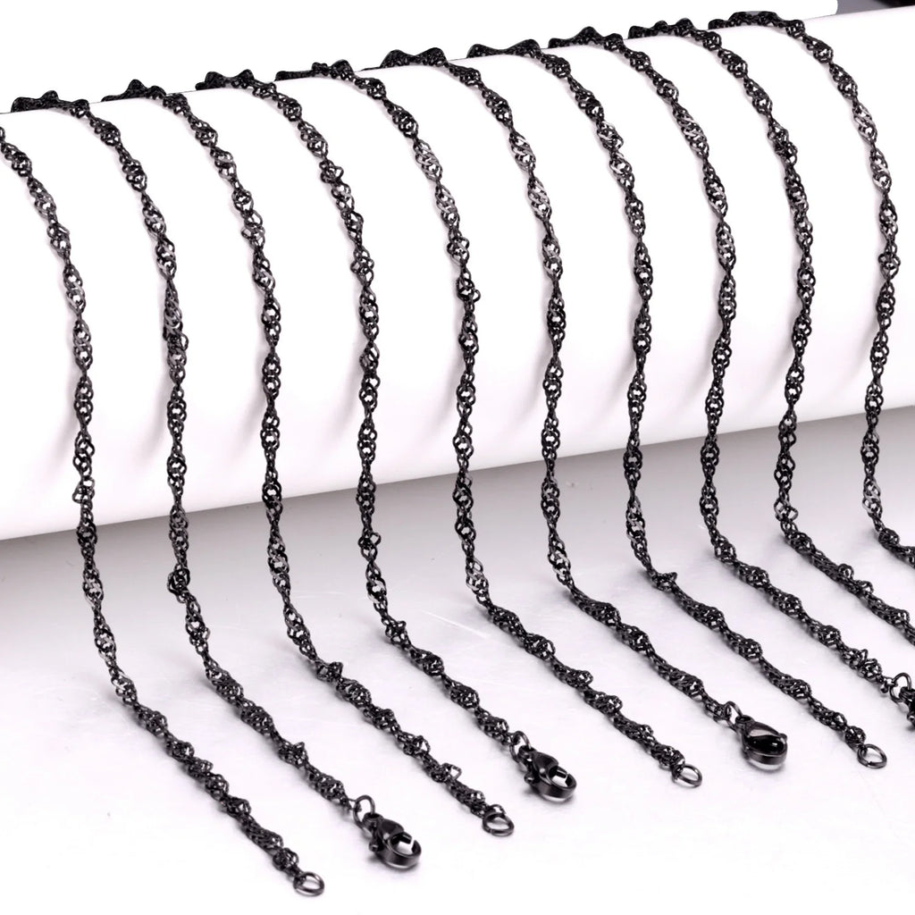LUXUKISSKIDS Singapore Twisted Wholesale Chains Necklace 10pcs/lots Golden/Steel 2mm DIY Making Chain 18"20"22"24inch No Fade