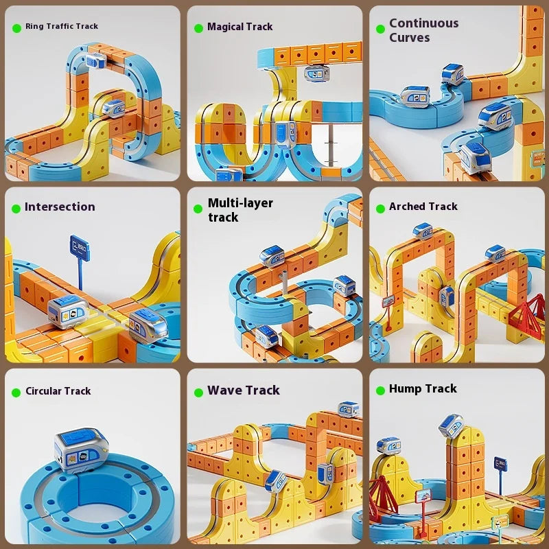 DIY Train Toy For Boys Magnetic Track 1:64 Electric Vehicle Miniature Model Toys Education 3 Years Children Gifts