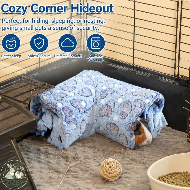 L-Shaped Guinea Pig Hideout Tunnel Corner Fleece Pet Bed Hamster Warm House Chinchilla Ferret Rat Tube Cage Accessories Sleeping