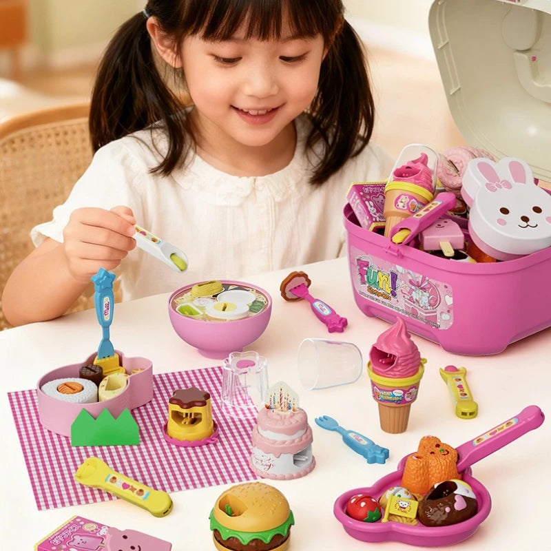 Little Bear Shape Pudding Feeding Set Pretend Play Early Education Lunch Box Pudding Toy Simulation Model Play House Toys Gifts