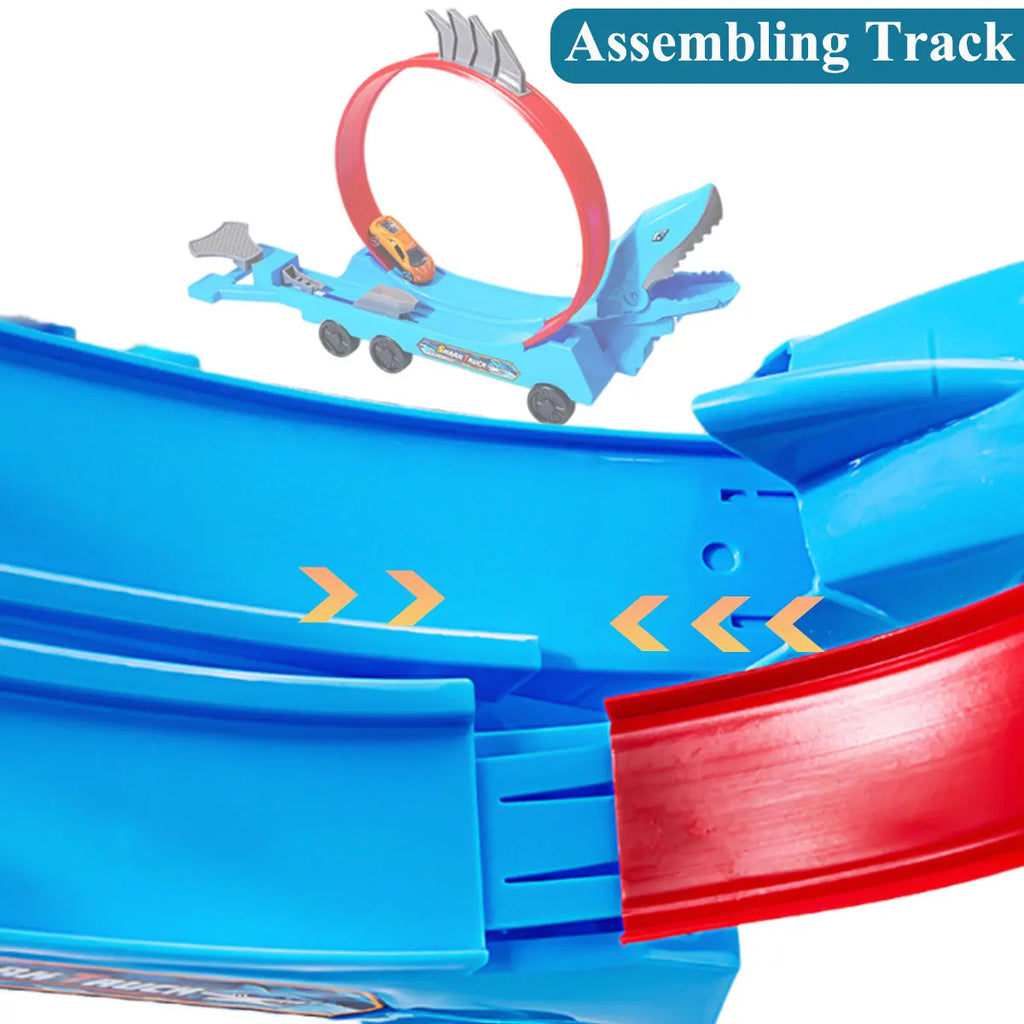 Dinosaur Track Car Sliding Railway Toy Shark  DIY Assembled Rail Kids Play Vehicles Educational Toys For Boys Gift
