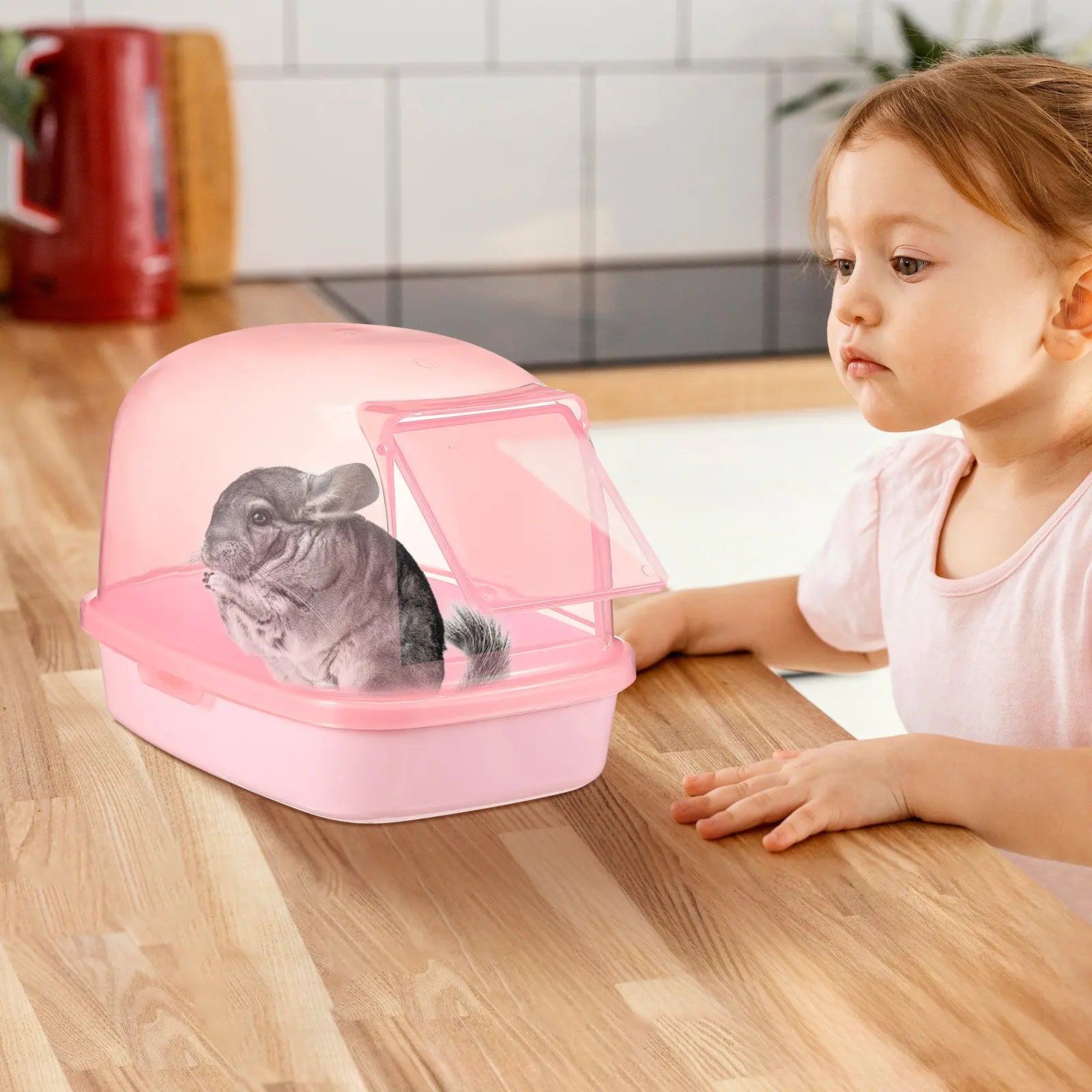 Plastic Hamster Sand Bath Box Sturdy Transparent Bath Basin for Small Pets Chinchilla Gerbil Guinea Pig Indoor Cage Accessory