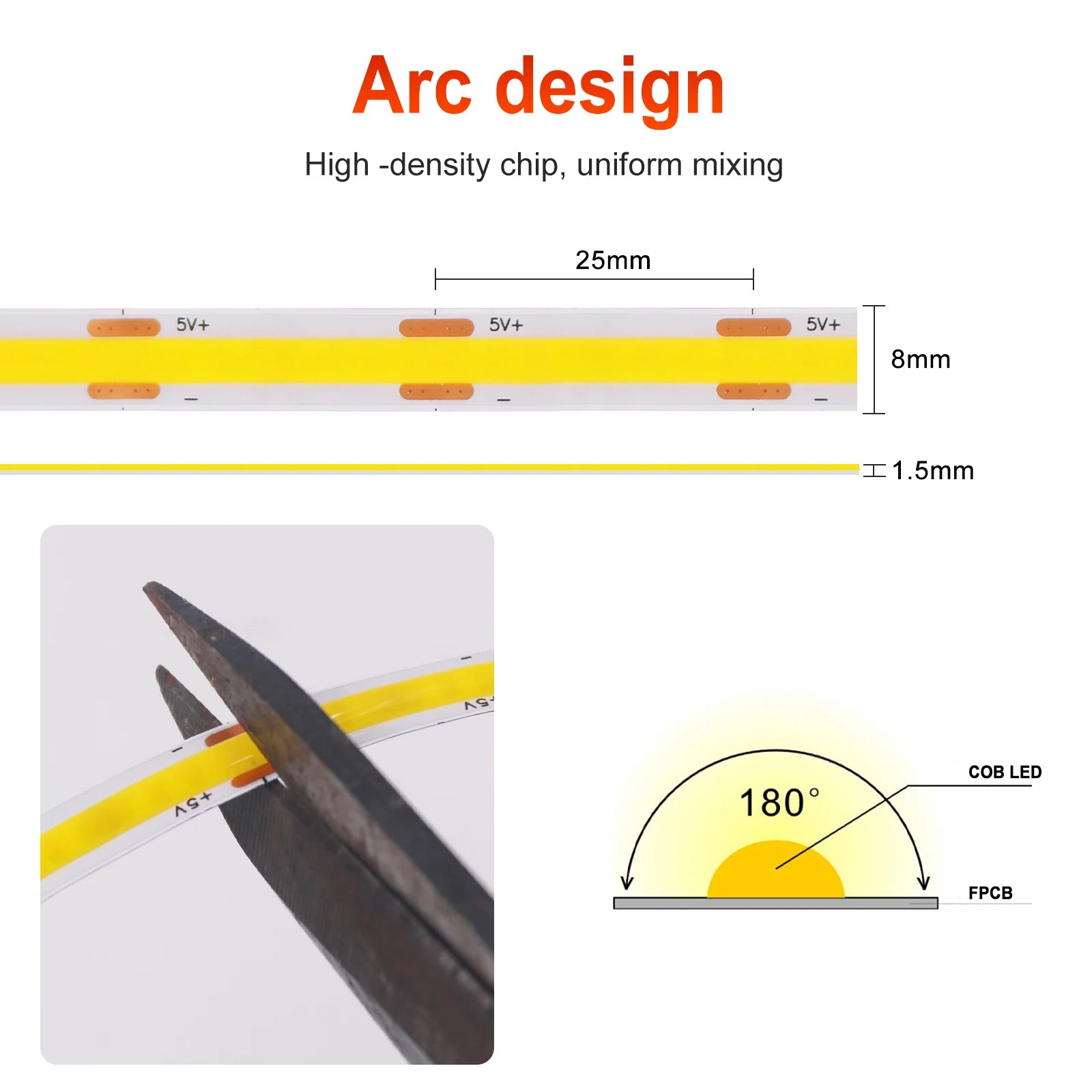 5V COB LED Strip Light 320LEDs/M Touch Sensor Dimmable USB Flexible LED Ribbon Adhesive Tape DIY Mirror TV Backlight Night Light